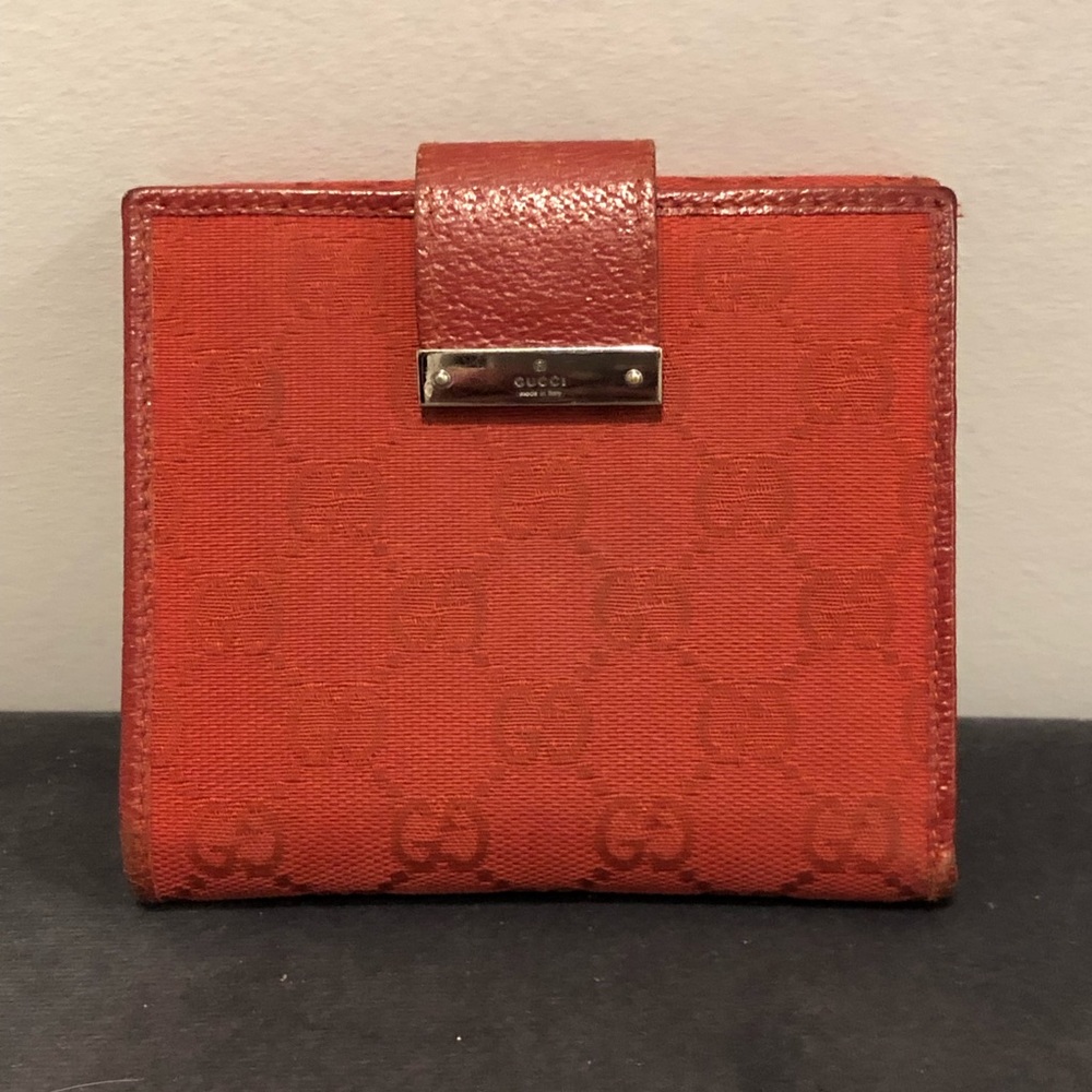 Authentic Gucci vintage canvas bifold wallet